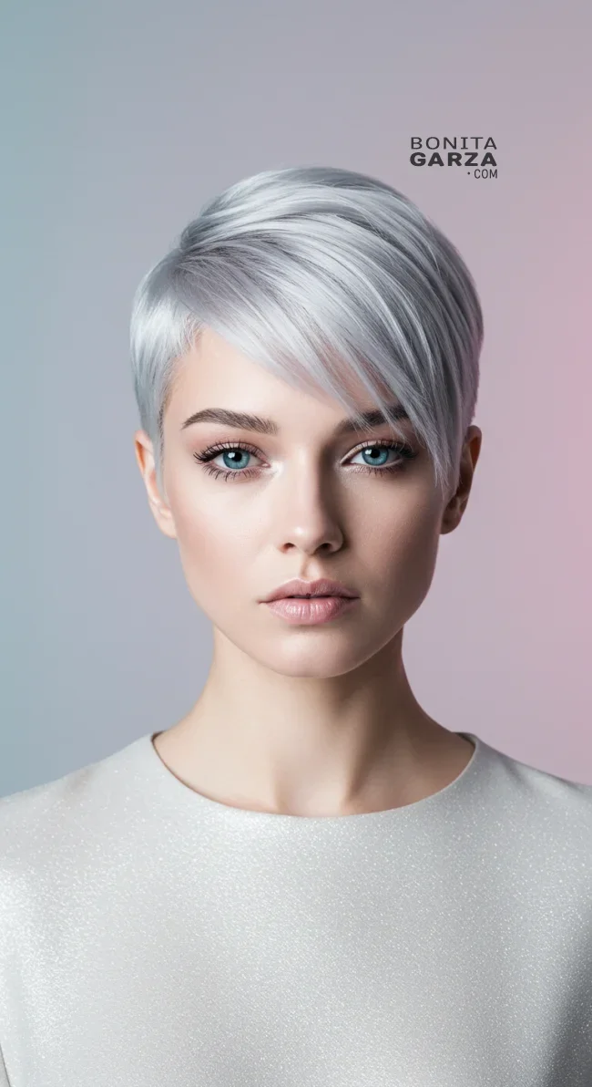 15. Silver or Platinum Pixie Cut | 15 Trendy Low-Maintenance Pixie Haircuts For Fine, Medium Or Thick Hair