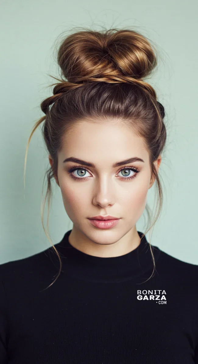 14. Messy Bun with Fishtail Braid | Perfect Messy Bun Ideas In A Short Time - Hairstyle Trick