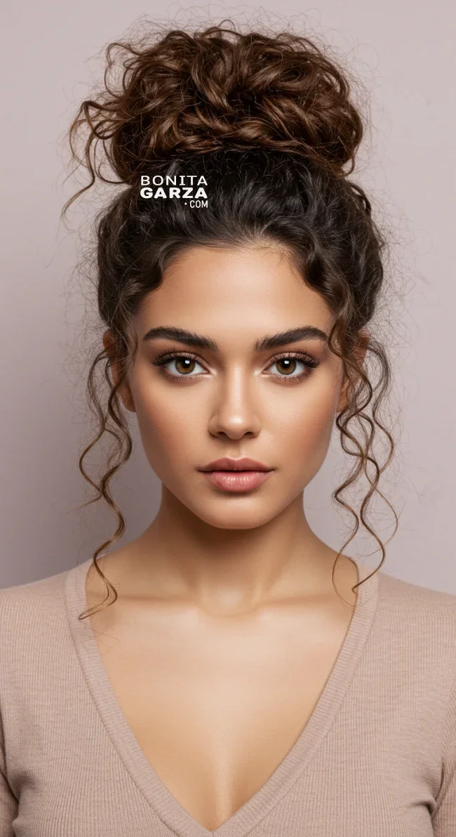 10. Curly Messy Bun | Perfect Messy Bun Ideas In A Short Time - Hairstyle Trick