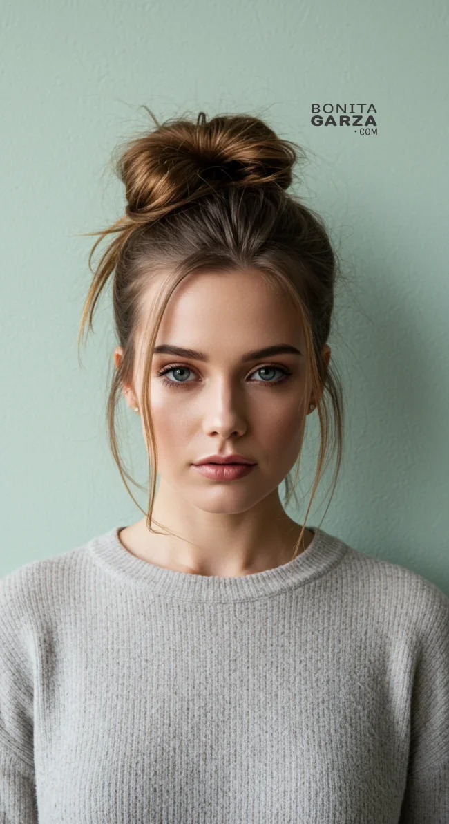 9. Messy Bun with Face-Framing Strands | Perfect Messy Bun Ideas In A Short Time - Hairstyle Trick