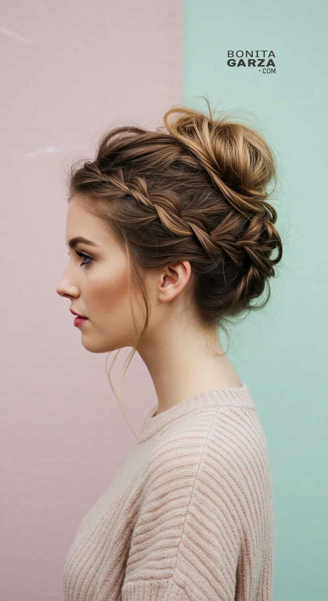 5. Braided Messy Bun | Perfect Messy Bun Ideas In A Short Time - Hairstyle Trick