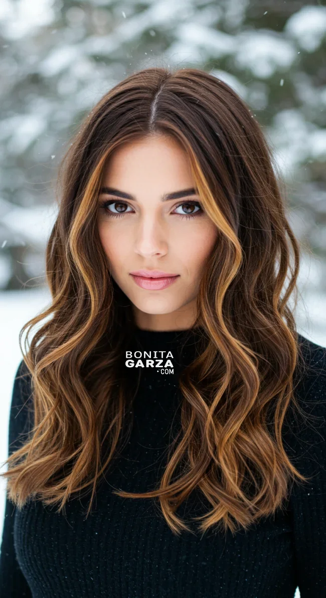 15. Chocolate Toffee Highlights | 15 Ways To Rock Winter Highlights For Brown Hair