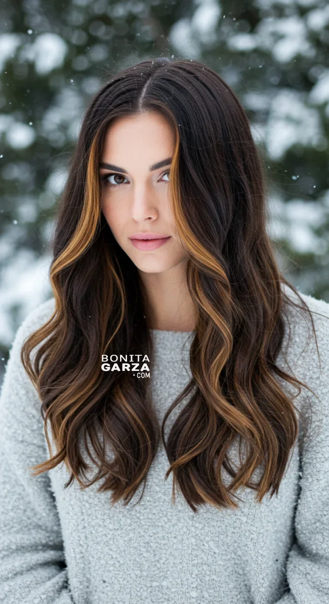 12. Espresso and Caramel Blend | 15 Ways To Rock Winter Highlights For Brown Hair