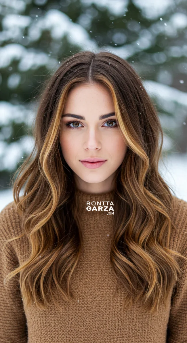 4. Golden Bronde Blend | 15 Ways To Rock Winter Highlights For Brown Hair