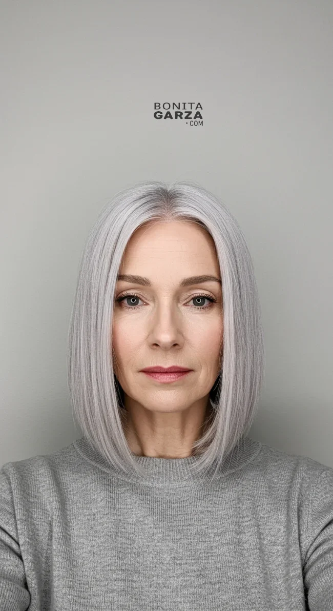 11. Sleek Straight Lob | 15 Popular Hairstyles For Women Over 60