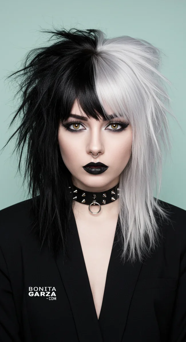 10. Bold Two-Tone Wolf Cut | 10 Daring Medium-Length Wolf Cut Ideas For An Edgy Look