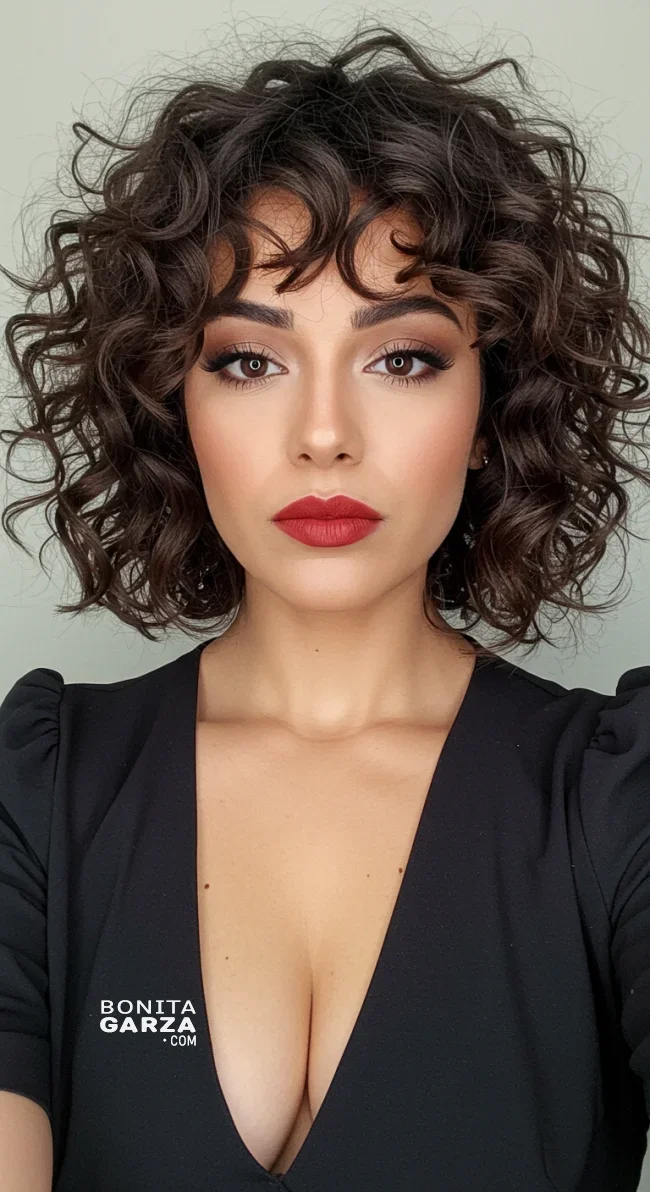 6. Curly Bangs with a Deep Side Part | 15 Best Curly Hairstyles With Bangs For A Stunning Look!