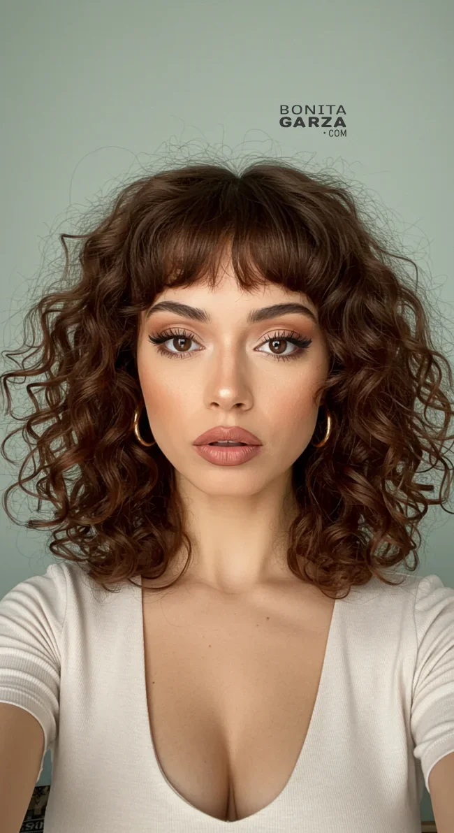 13. Curly Hair with Baby Bangs | 15 Best Curly Hairstyles With Bangs For A Stunning Look!