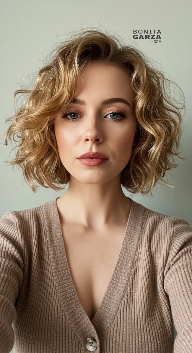 14. Curly Bob with Wispy Bangs | 15 Best Curly Hairstyles With Bangs For A Stunning Look!