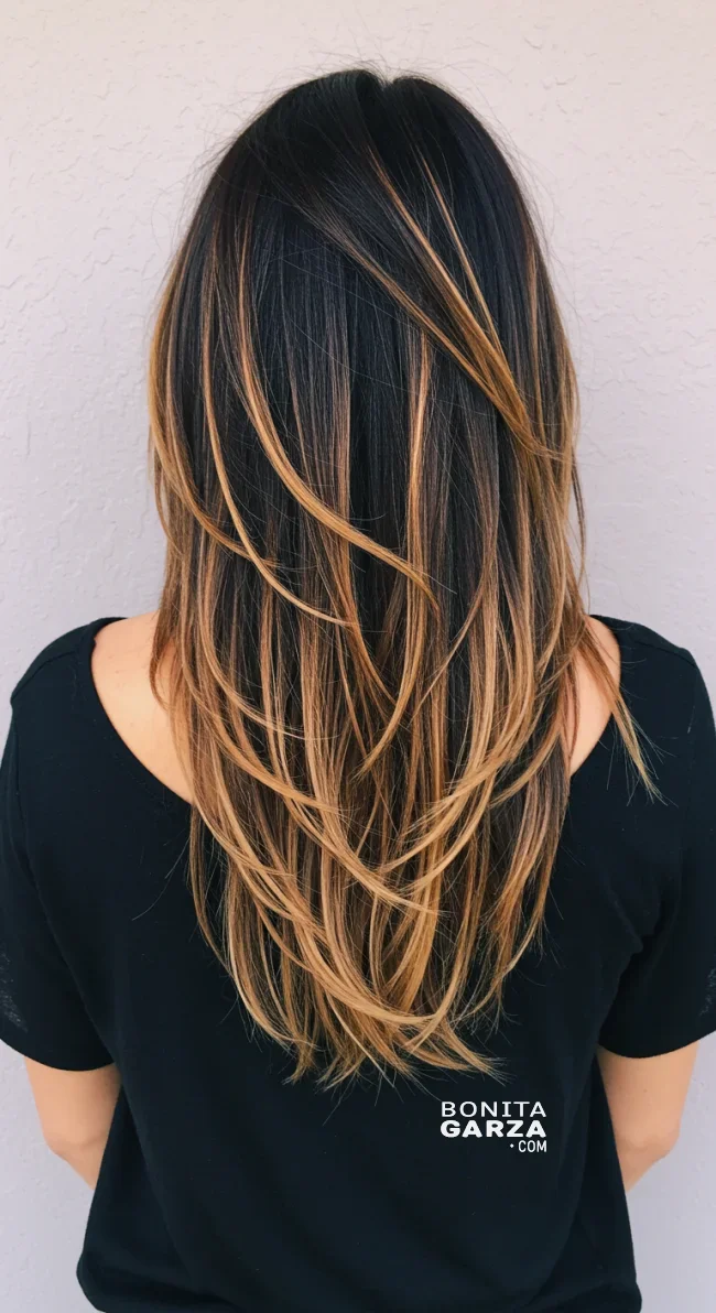 8. Layered V-Cut with Highlights | 8 Baddie Hairstyles To Elevate Your Style Game