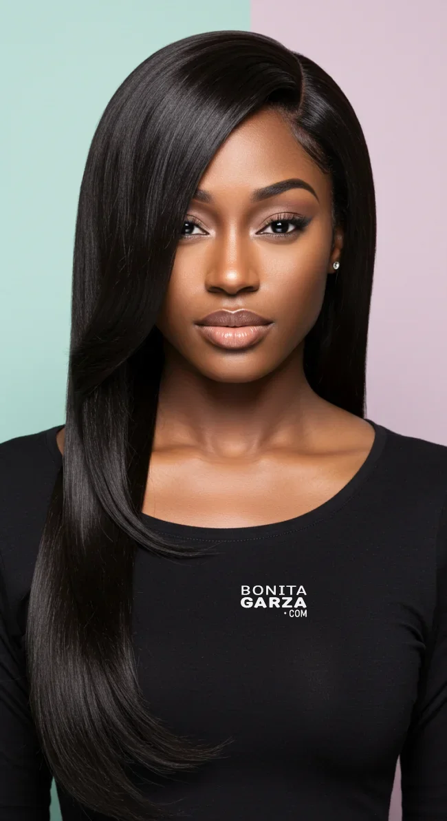 7. Side-Parted Straight Weave | 8 Quick Weave Hairstyles That Will Transform Your Style