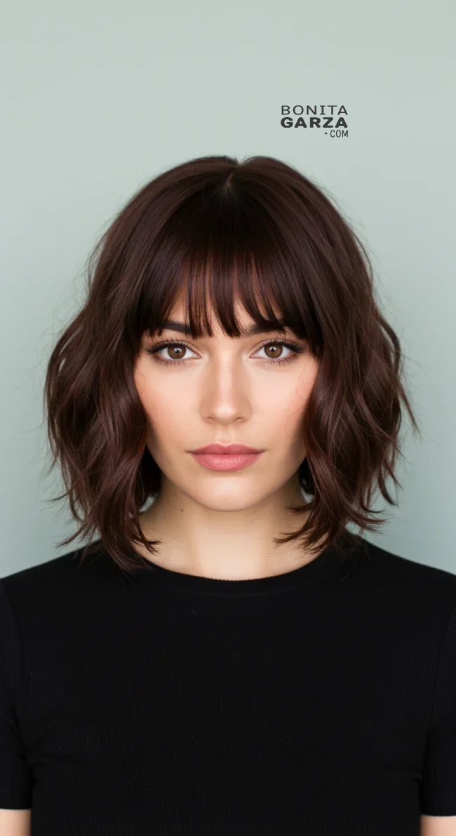 7. Wavy Fringe Bob | 15 Chic Short Hairstyles For Thick Wavy Hair