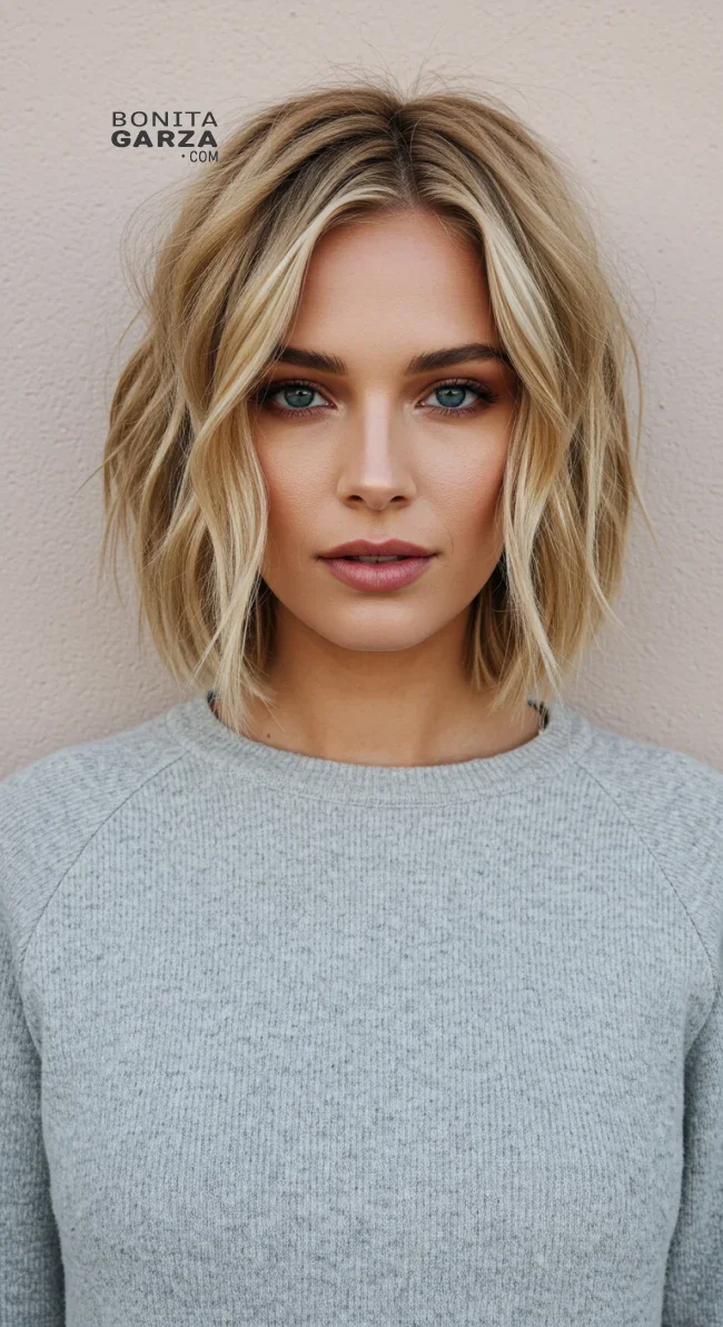 6. Tousled Short Lob | 15 Chic Short Hairstyles For Thick Wavy Hair