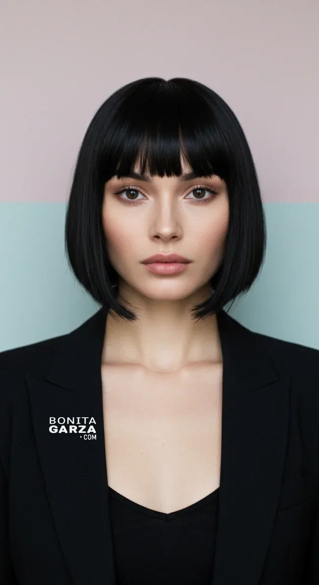 1. Blunt Bob with Straight Bangs | 10 Jaw-Dropping Ideas Of Haircuts For Oval Faces With Bangs