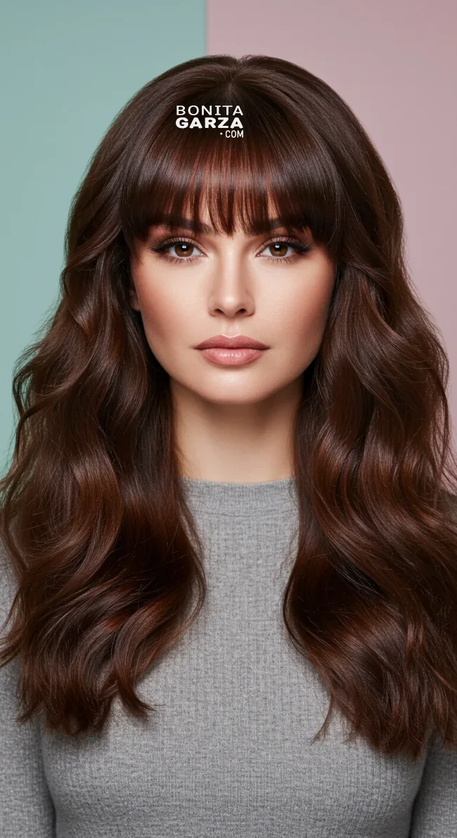 8. Arched Bangs with a Voluminous Blowout | Astonishing Photos That Inspire You For Getting Bangs Over 40