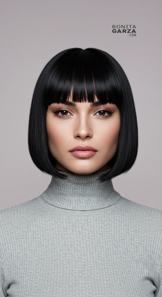 4. Blunt Bangs with a Classic Bob | Astonishing Photos That Inspire You For Getting Bangs Over 40
