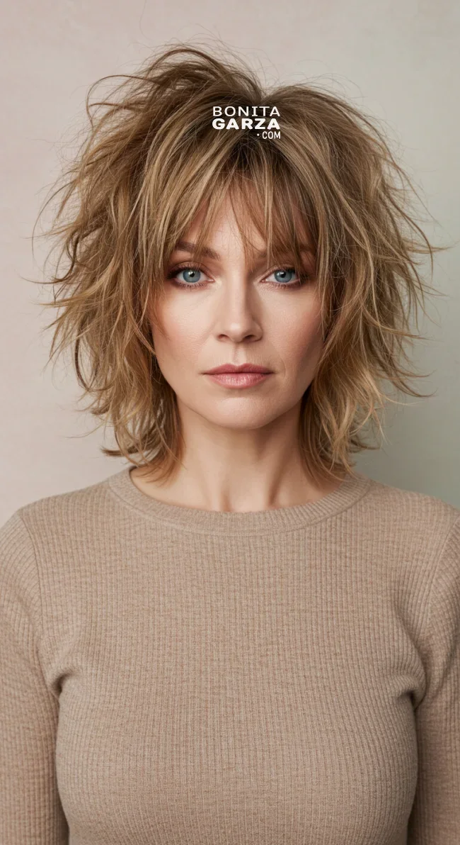 5. Choppy Bangs with a Shaggy Cut | Astonishing Photos That Inspire You For Getting Bangs Over 40
