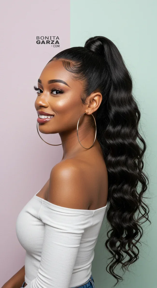 5. Half-Up, Half-Down Ponytail | Cute Ponytail Hairstyles For Black Girls: Embrace Your Natural Beauty