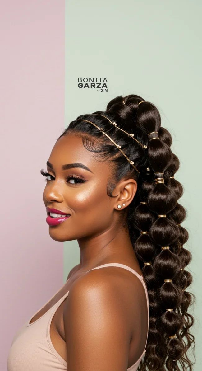 4. Bubble Ponytail | Cute Ponytail Hairstyles For Black Girls: Embrace Your Natural Beauty