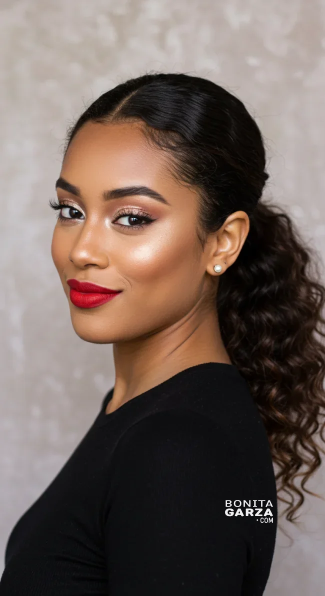 7. Low Curly Ponytail | Cute Ponytail Hairstyles For Black Girls: Embrace Your Natural Beauty