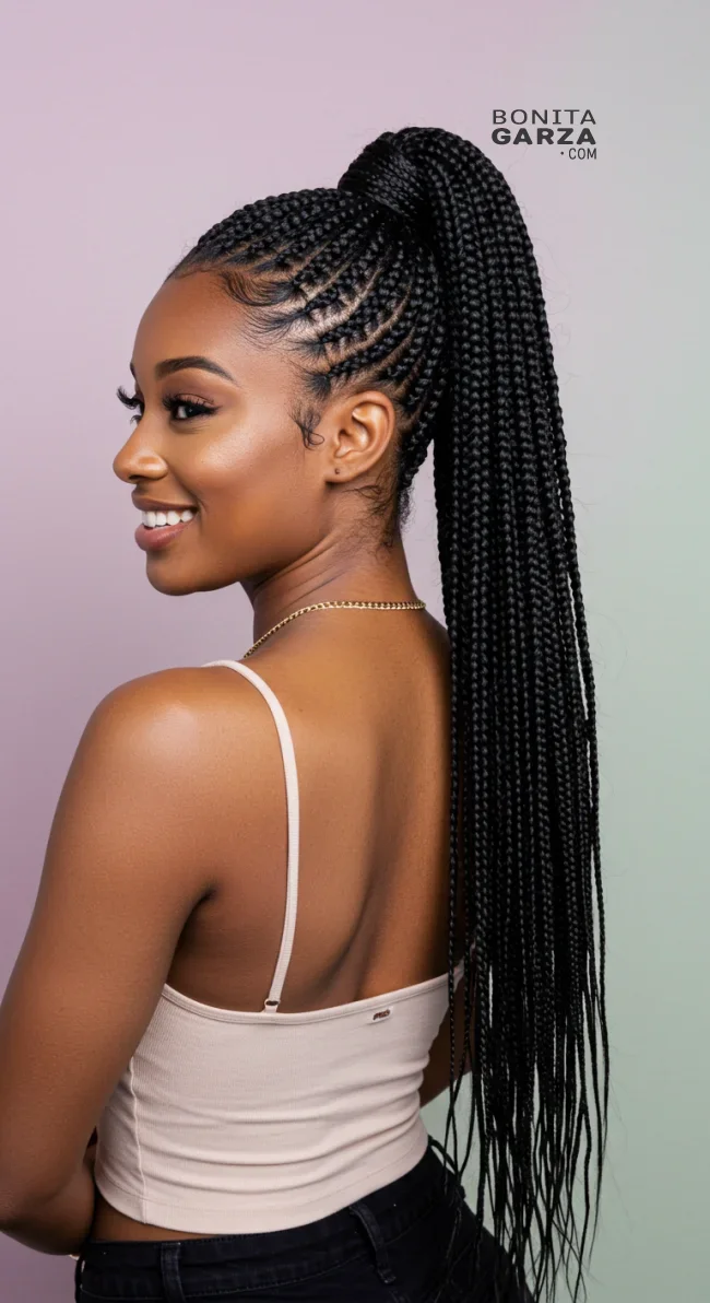 6. Cornrow Ponytail | Cute Ponytail Hairstyles For Black Girls: Embrace Your Natural Beauty