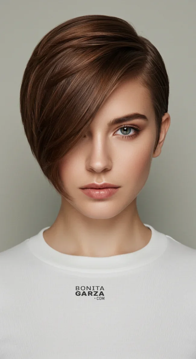 8. Side-Parted Short Cut | 10 Ritzy Female Looks With Short Haircuts For Oval Faces