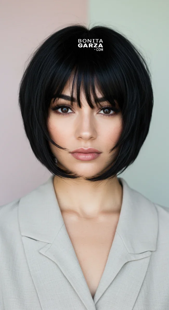 2. Short Hush Bob with Soft Bangs | 5 Hush Cut Hairstyles That Bring Soft Volume