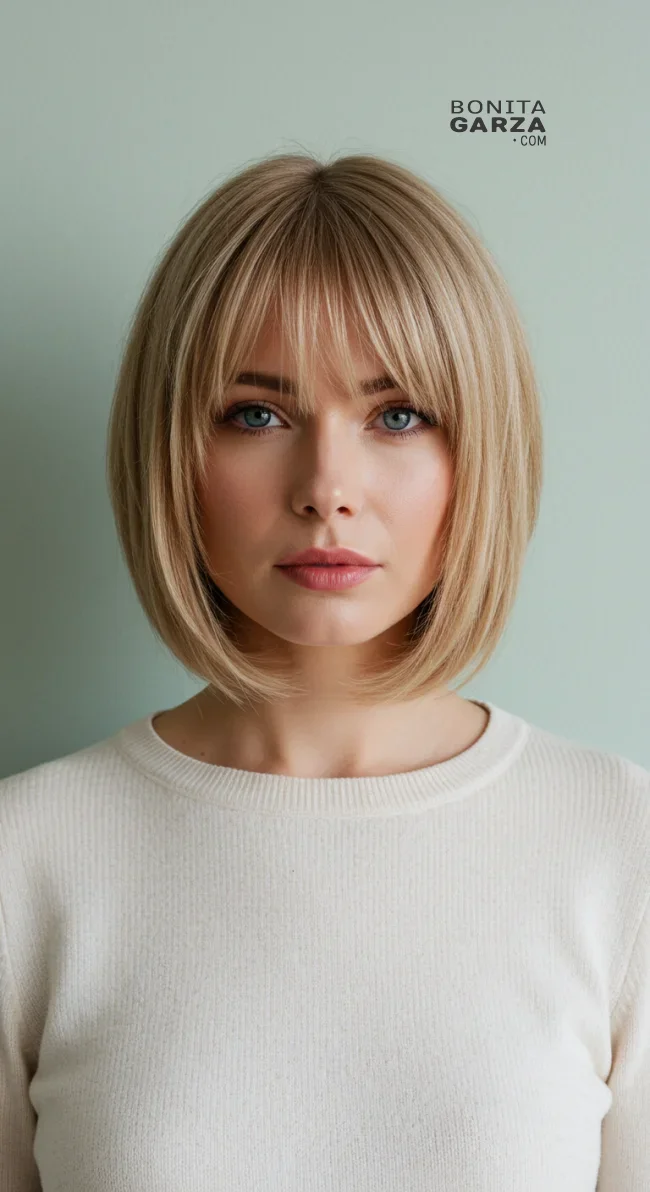 10. Shoulder-Length with Soft, Face-Framing Bangs | 15 Low-Maintenance Medium-Length Hairstyles With Bangs