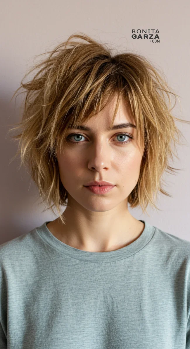 7. Tousled Medium-Length with Micro Bangs | 15 Low-Maintenance Medium-Length Hairstyles With Bangs