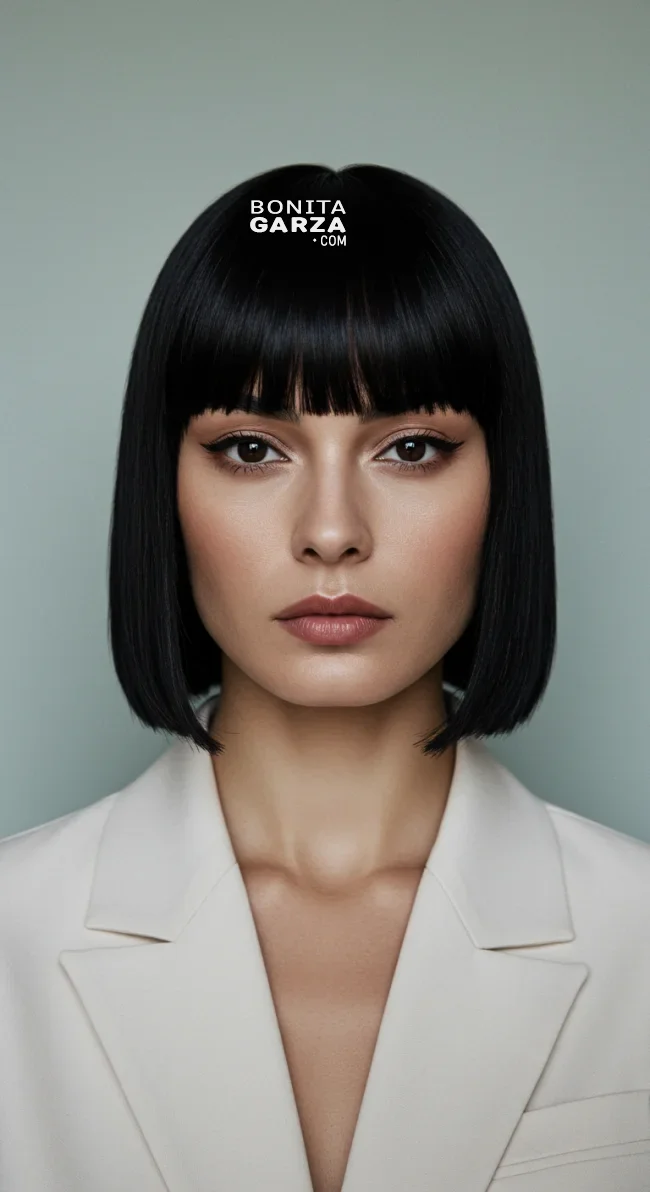 1. Classic Blunt Bangs | Chic Blunt Bangs: Stylish Trends And Timeless Elegance