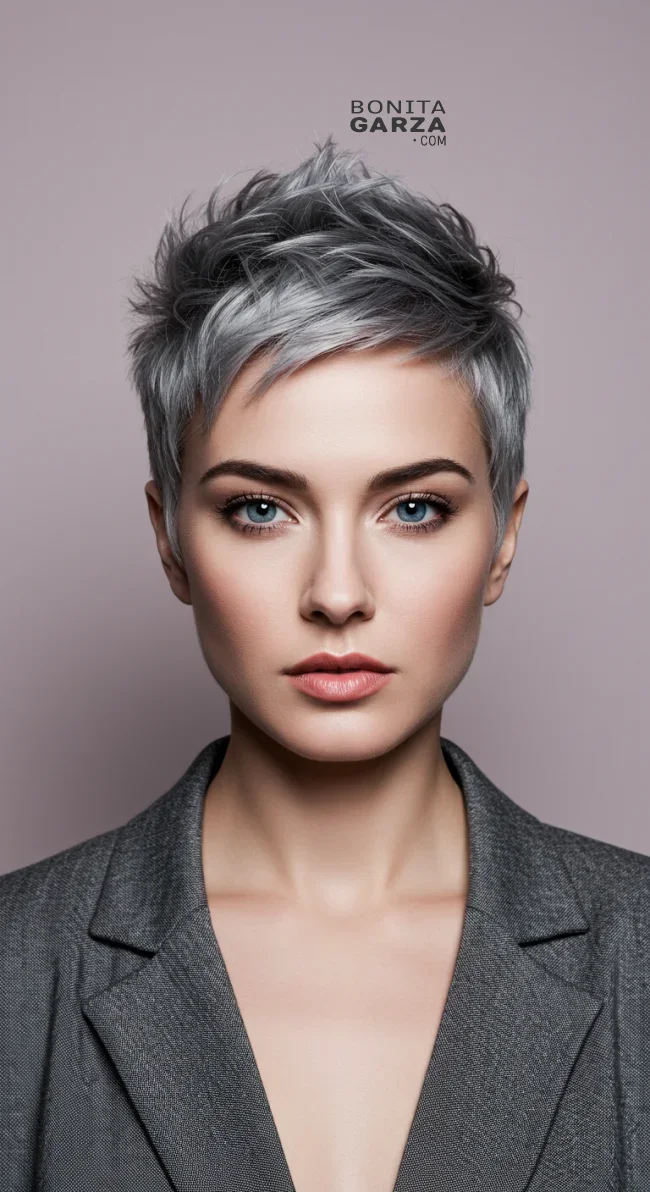 15. Modern Grey Pixie | Grey Blending: A Chic And Ageless Way To Wear Your Hair