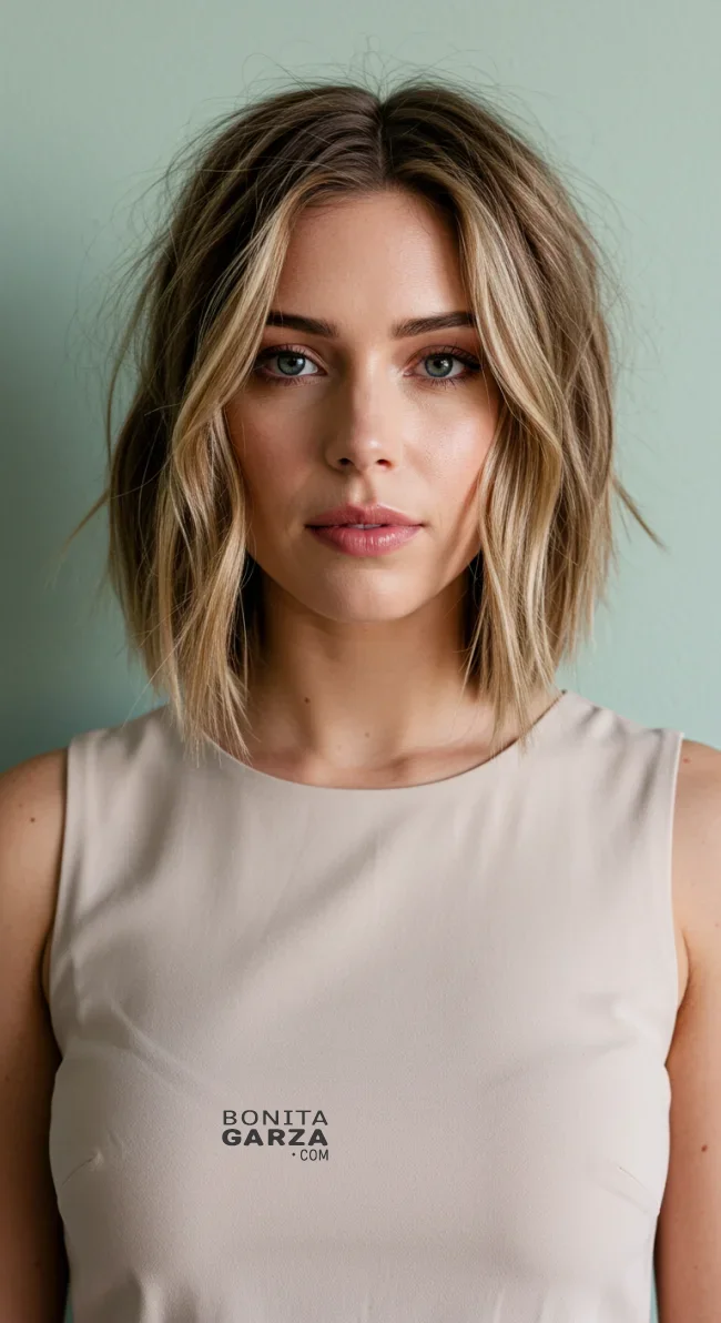 12. Textured Lob for Round Faces | Haircut Suggestions For Your Face Shape