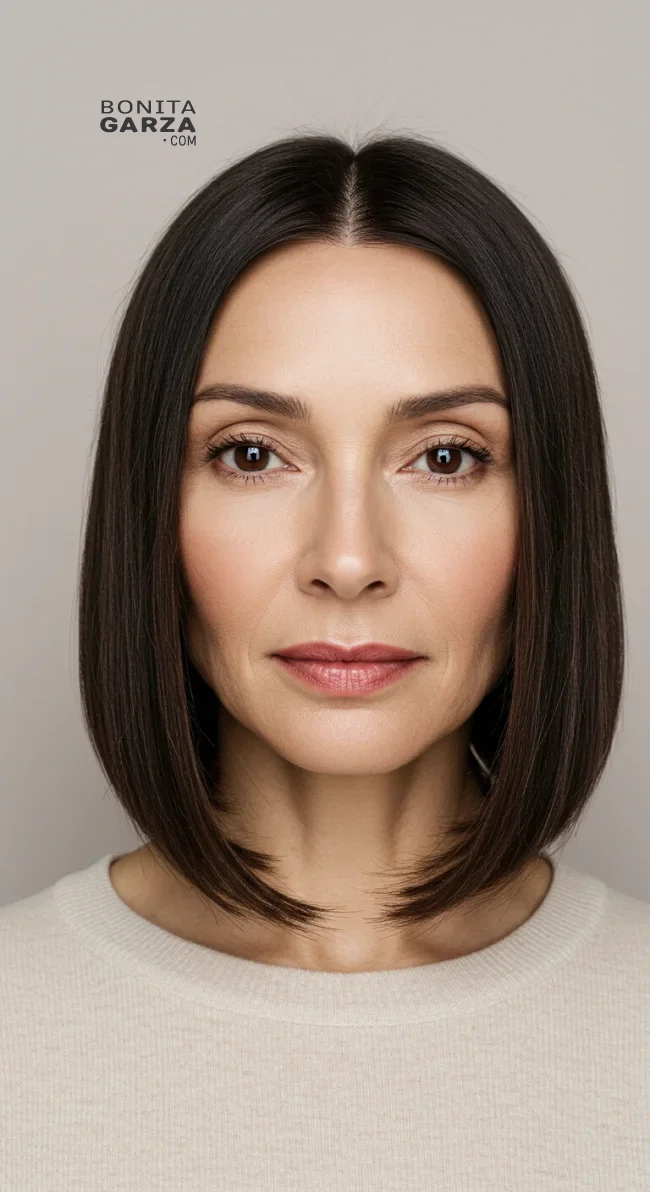 9. Sleek, Straight Lob | 15 Best Haircuts For Women Over 60