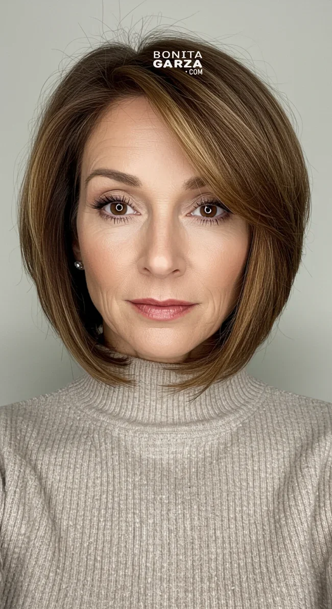 3. Shoulder-Length Bob with Side Part | 15 Best Haircuts For Women Over 60