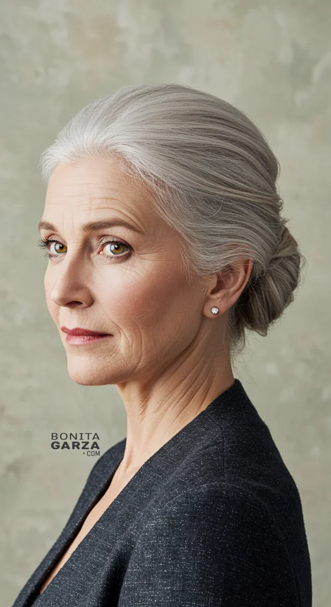 10. Elegant Chignon Updo | 15 Best Haircuts For Women Over 60