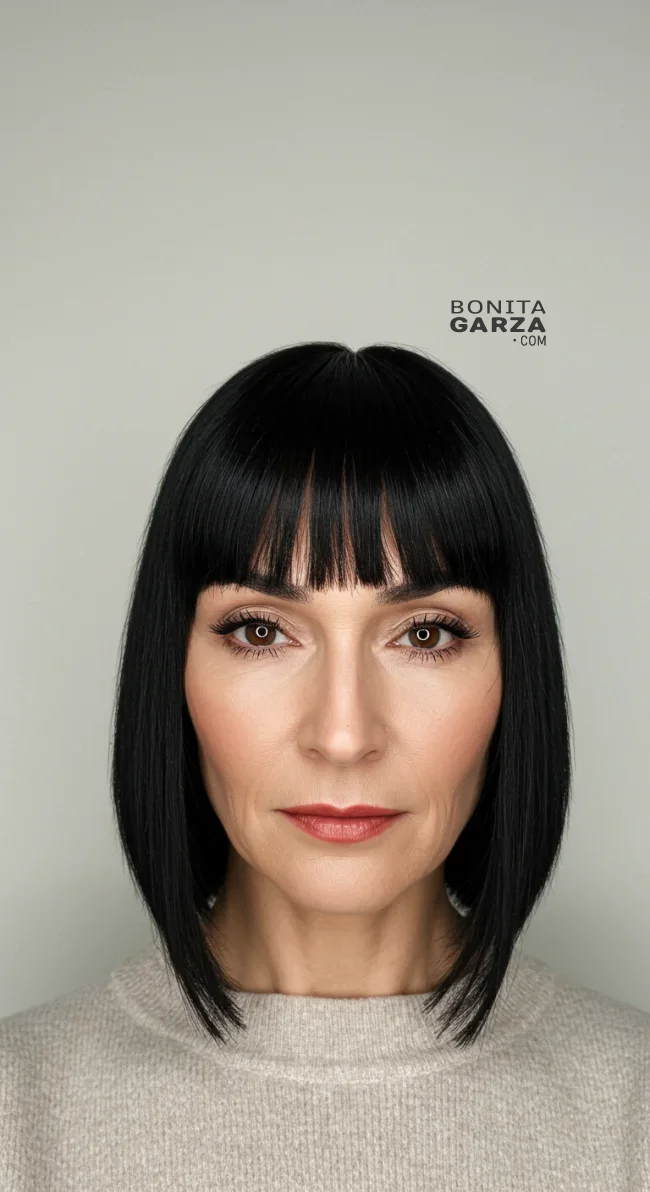 5. Blunt Cut with Fringe | 15 Best Haircuts For Women Over 60