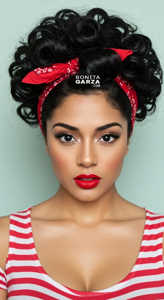 4. Retro Rosie the Riveter Look | 15 Hairstyle Ideas Using A Scarf - Chic And Trendy