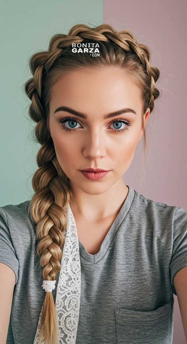 7. Bohemian Crown Braid with Scarf | 15 Hairstyle Ideas Using A Scarf - Chic And Trendy