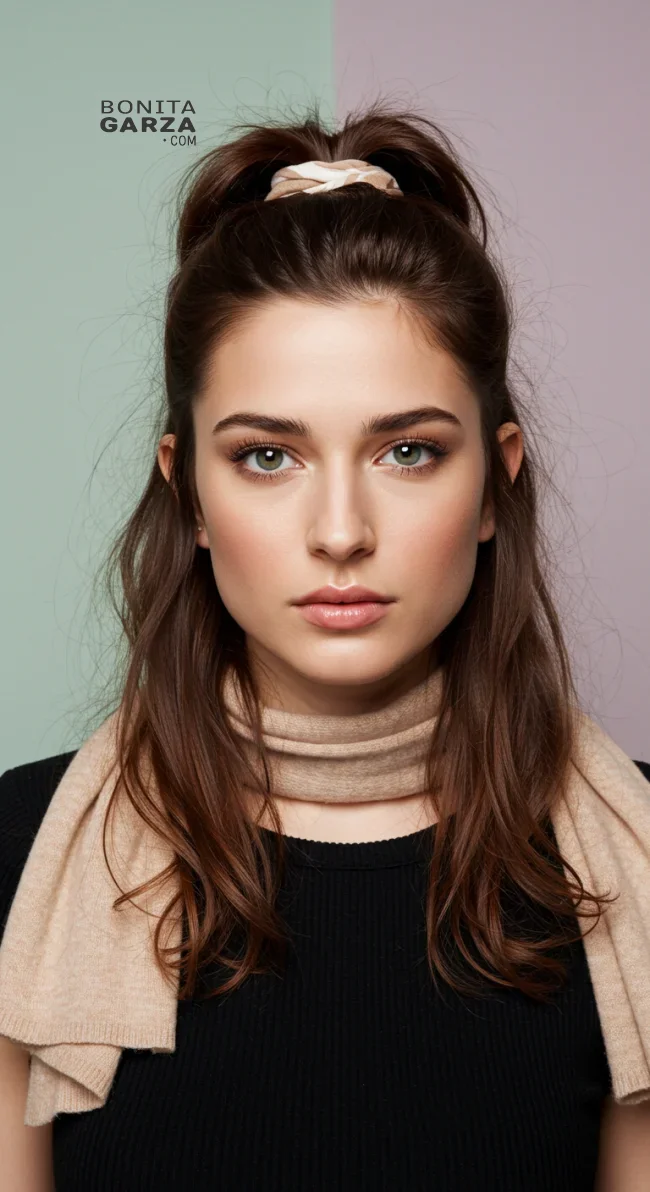 5. Half-Up Scarf Tie | 15 Hairstyle Ideas Using A Scarf - Chic And Trendy