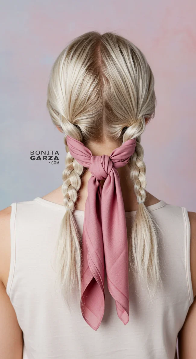 11. Twisted Crown with Scarf | 15 Hairstyle Ideas Using A Scarf - Chic And Trendy