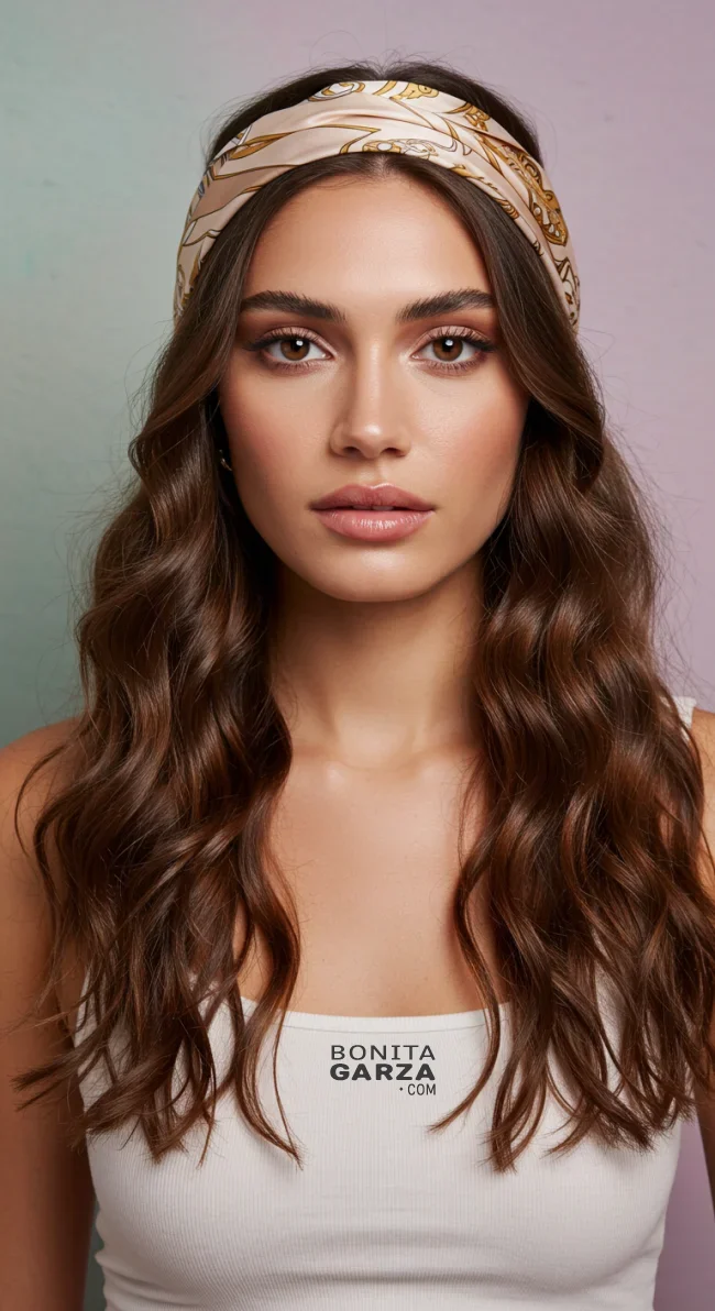 1. Classic Headband Style | 15 Hairstyle Ideas Using A Scarf - Chic And Trendy