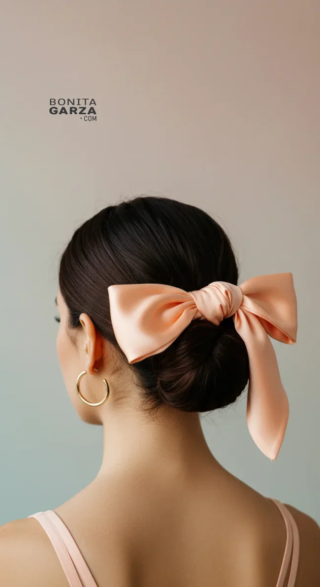 3. Low Bun with Scarf Bow | 15 Hairstyle Ideas Using A Scarf - Chic And Trendy