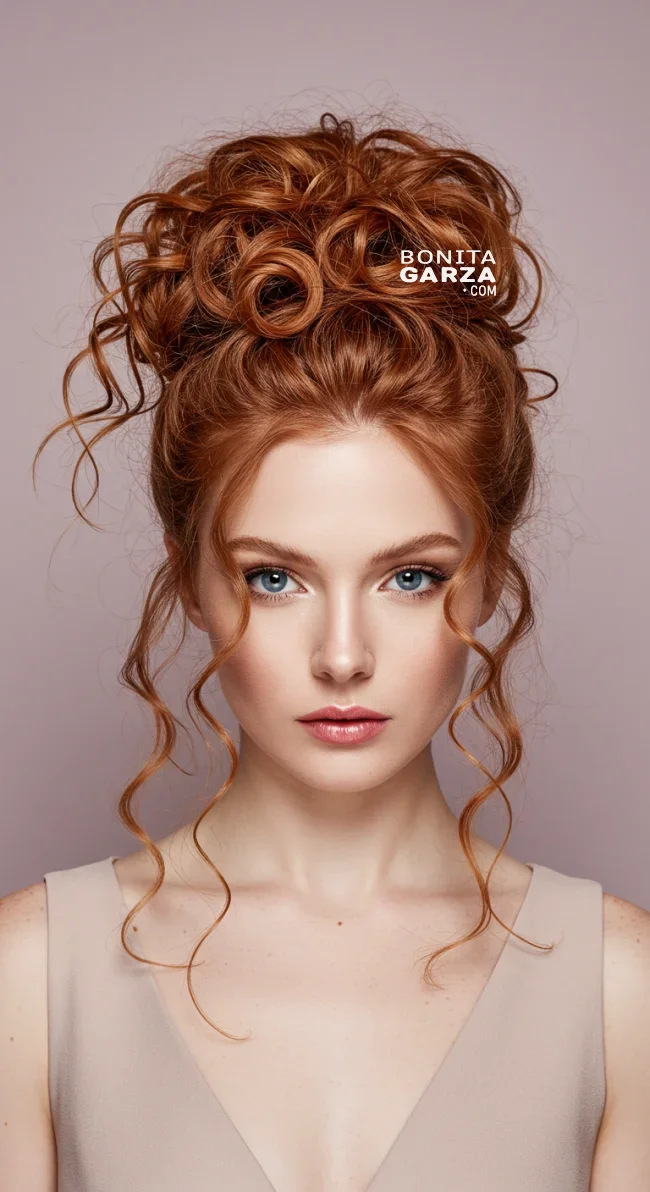 3. Messy Curly Bun | 15 Amazing Hairstyles That You Can Do With Your Long Curly Hair