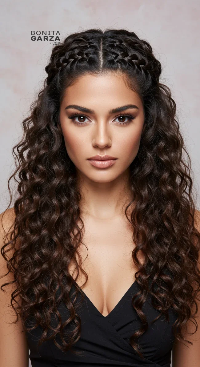 6. Braided Crown | 15 Amazing Hairstyles That You Can Do With Your Long Curly Hair