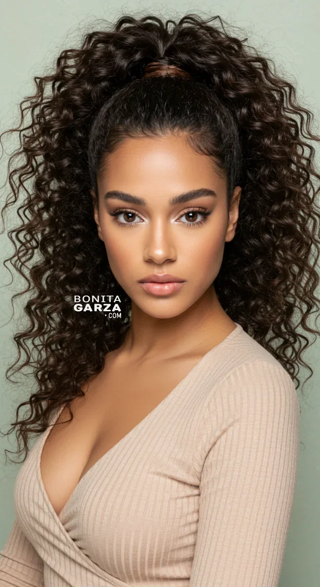 1. High Ponytail | 15 Amazing Hairstyles That You Can Do With Your Long Curly Hair