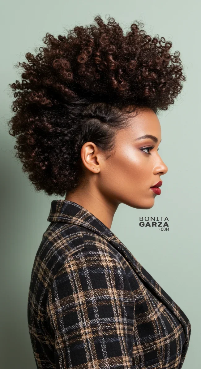 13. Curly Faux Hawk | 15 Amazing Hairstyles That You Can Do With Your Long Curly Hair