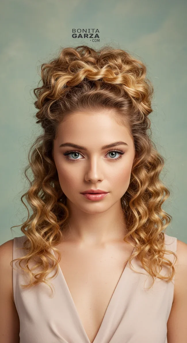 12. Twisted Halo Updo | 15 Amazing Hairstyles That You Can Do With Your Long Curly Hair