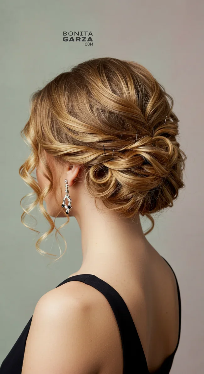9. Elegant Curly Chignon | 15 Amazing Hairstyles That You Can Do With Your Long Curly Hair