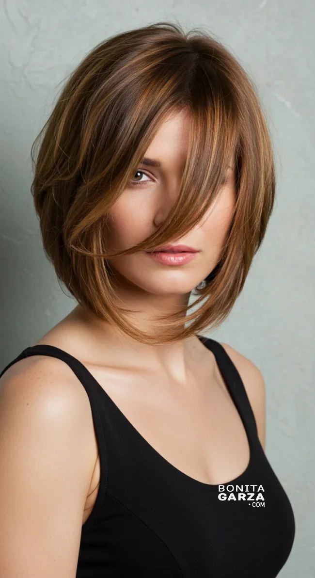 9. Side-Swept Layered Bob | Layered Bob Hairstyles: Unlocking The Trendiest Looks