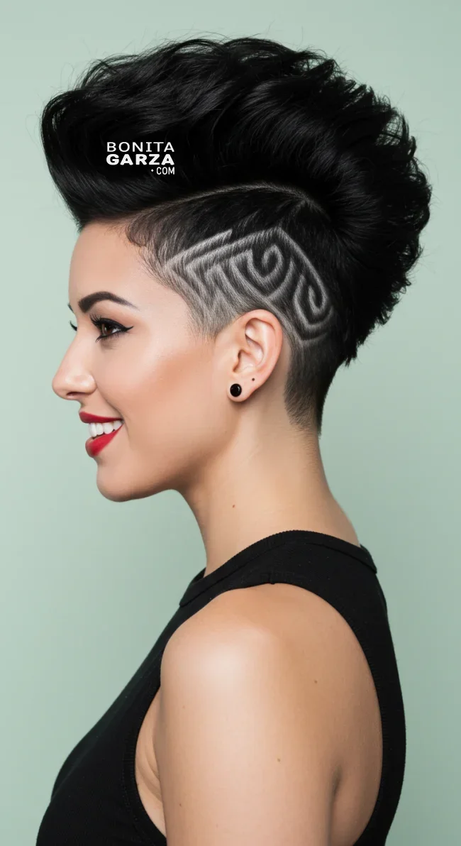 8. Mohawk with Shaved Designs | Bold And Trendy: Mohawk Hairstyles In Modern Fashion